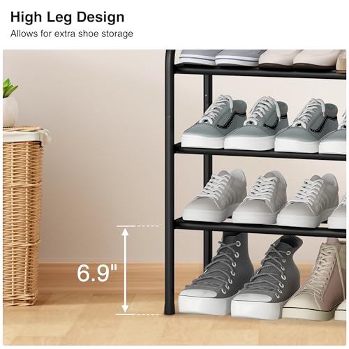 3-Tier Expandable Metal Shoe Rack, Adjustable Entryway Shoe Organizer