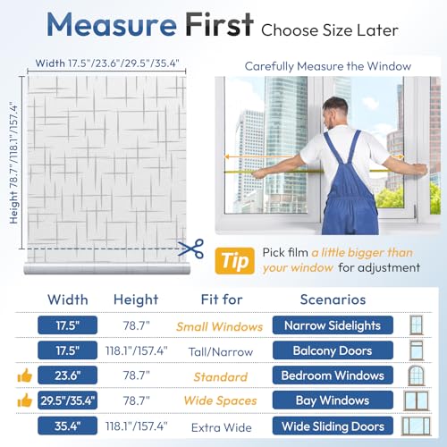 Frosted Window Privacy Film, Cross Pattern, 17.5"x78.7"