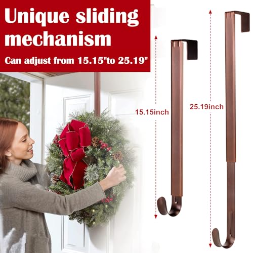 Adjustable Metal Wreath Door Hanger - Over the Door Hook 15-25 Inch