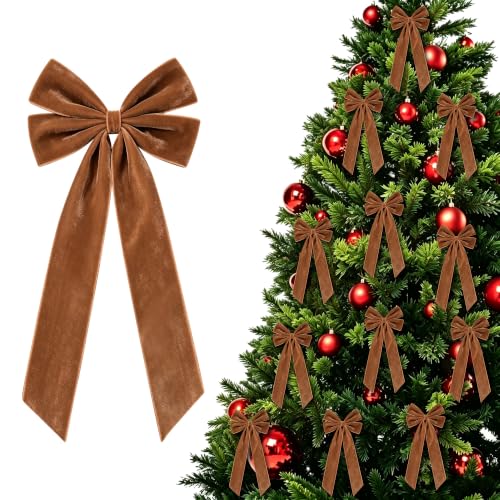 Brown Velvet Christmas Bow 5x10 Inch Holiday Tree Decorations - Variation of THIS listing