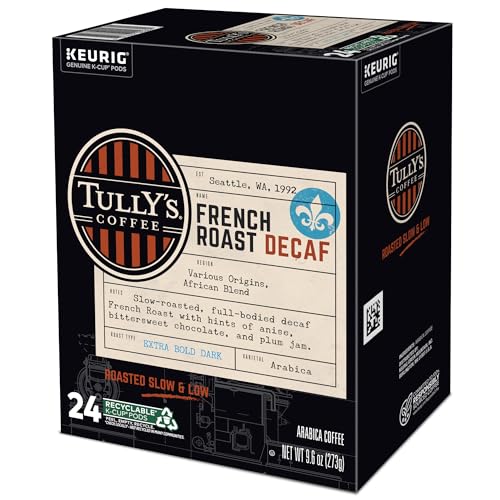 Tully's Coffee French Roast Decaf, Keurig Single-Serve K-Cup Pods, Dark Roast, 96 Count