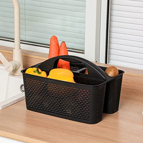 Plastic Portable Shower Caddy Basket with Handle and 3 Compartments