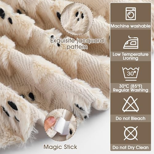 36-Inch Beige Halloween Ghost Tree Skirt - Soft Plush Faux Fur with 3D Ghosts