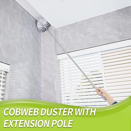 Cobweb Duster with 100 Inch Extension Pole, Microfiber Ceiling Fan Cleaning Kit