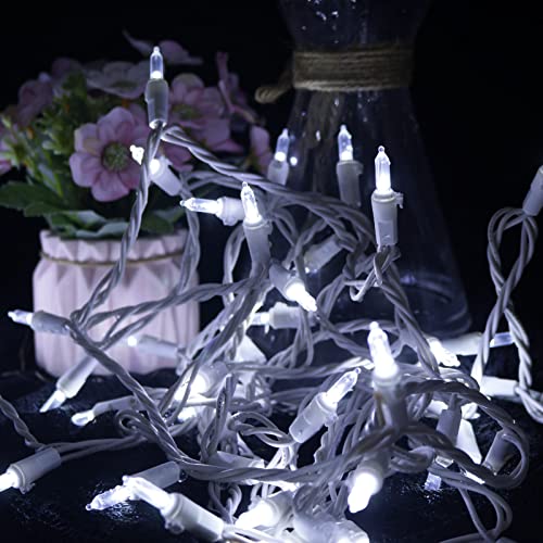 Multi-Sparking White Wire Cool White LED Christmas Lights 2 Pack, 33ft Connectable Indoor Outdoor Decor