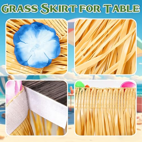 Grass Table Skirt for Luau Party Decorations, 72.8 x 29.5 Inch Tropical Decor