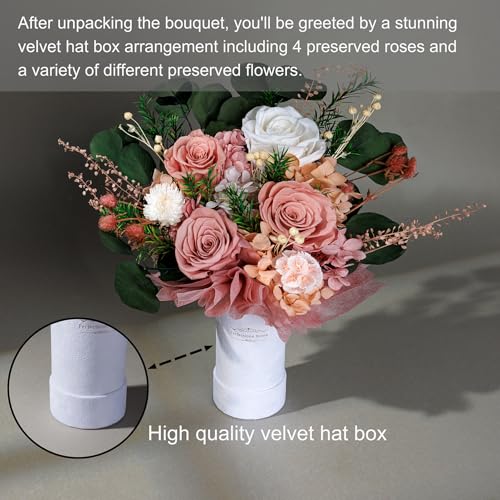 Preserved Rose Bouquet - Dusty Rose Everlasting Flowers Gift for Women