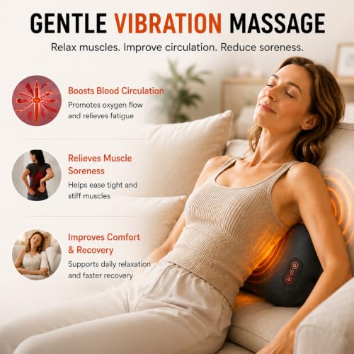 Cordless Lower Back Massager with Heat & Vibration for Sciatica Relief