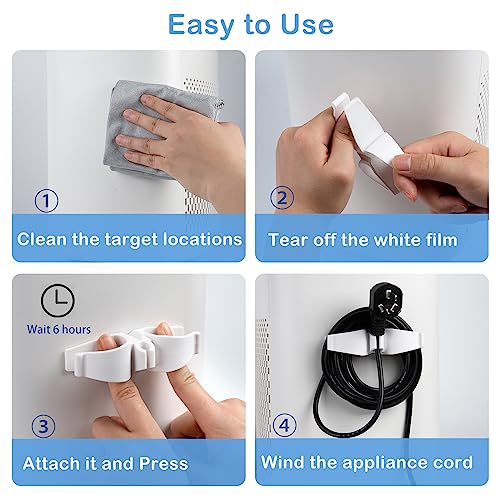 Stick-On Kitchen Appliance Cord Organizer (8-Pack) - Cable Holder Wrap