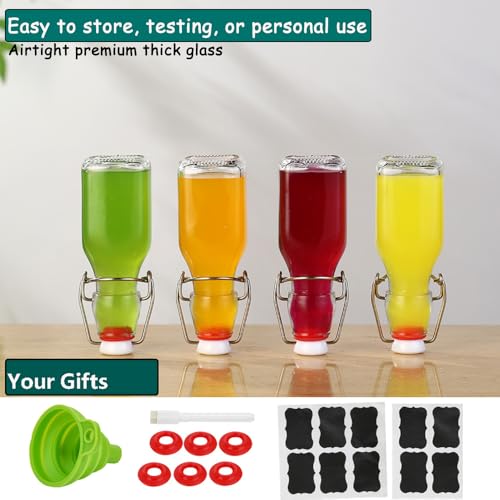 Swing Top Glass Bottles 4 oz with Airtight Flip Lids, 10 Pack