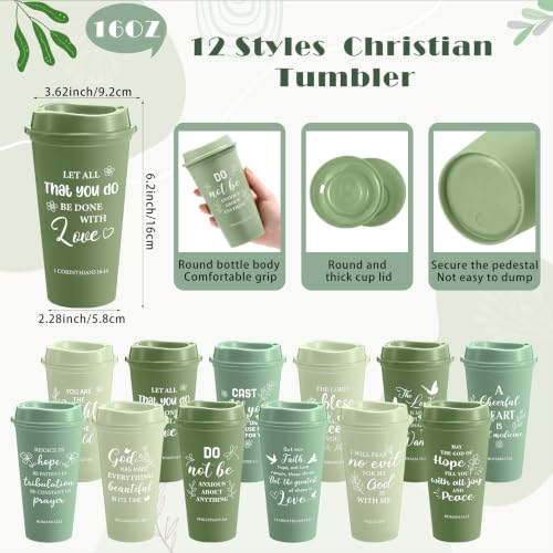 Skylety 24-Piece Christian Scripture Gift Set with Green Gradient Coffee Cups and Accessories
