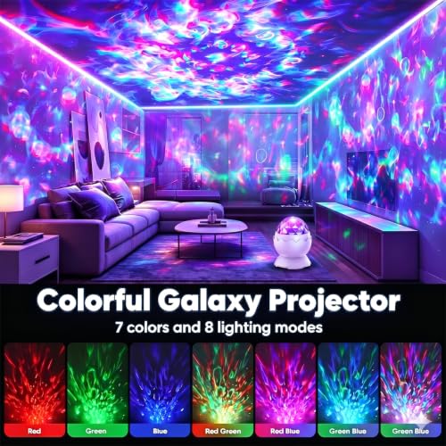 Ocean Wave Galaxy Light Projector with Remote, 8 Modes LED Night Lamp