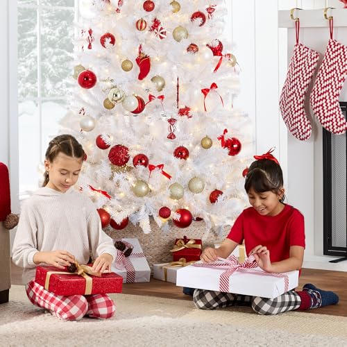 6ft Pre-Lit White Artificial Christmas Tree with Warm White Lights & Stand