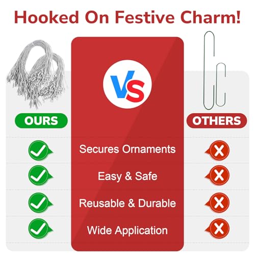 200 Pcs Precut Ornament String Hangers with Snap Fasteners - Gold & Silver