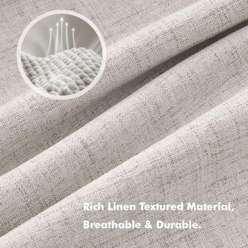 100% Blackout Linen Curtains 42 x 84 Inch - Ivory Thermal Drapes (Set of 2)