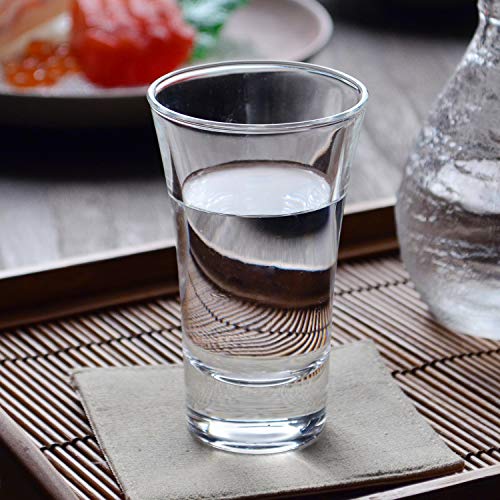 Japanese Glass Sake Cups - 3.4 fl oz Cold Sake Glass Set of 6, Dishwasher Safe