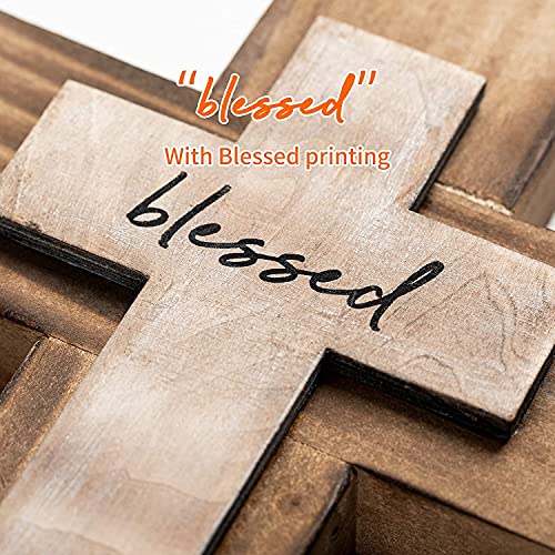 Solid Wood Christian Wall Cross - 9-Inch Rustic Pine Religious Decor