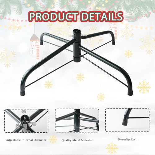 16-Inch Folding Metal Christmas Tree Stand - Green Universal Replacement Base