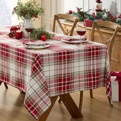Newbridge Sully Red Plaid Christmas Tablecloth 60 x 102 inches, Rectangular