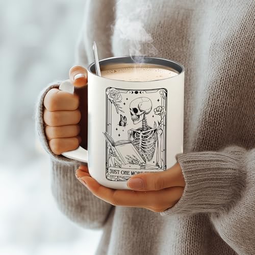 Hyturtle Book Skeleton Mug - Book Lover Gift, Halloween & Christmas Novelty