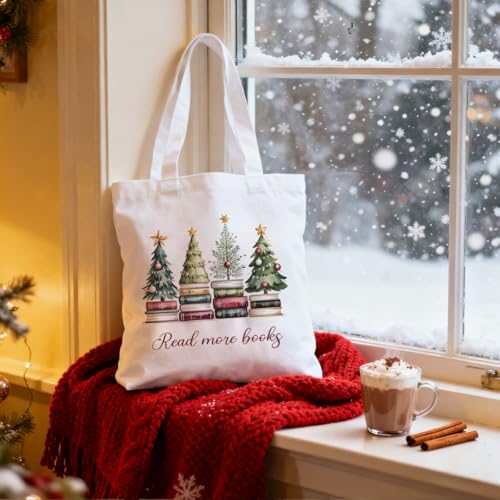 Read More Books Christmas Book Tote Bag - Bookish Gifts for Book Lovers