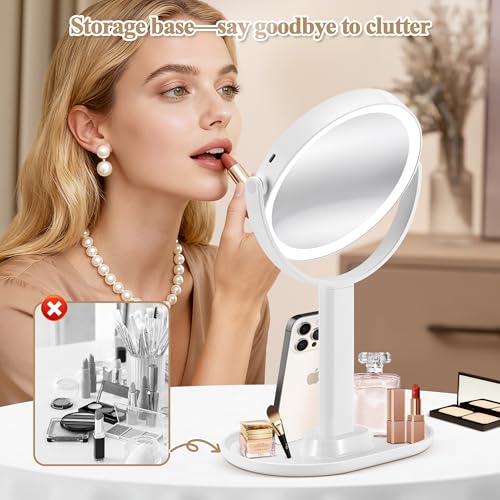 MOMOKUBA Makeup Mirror with Lights, 20X Magnifying Mirrors, Height