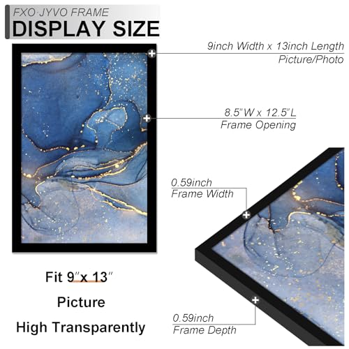 Black 9x13 Picture Frame - Lightweight Wall Mount Photo & Poster Display
