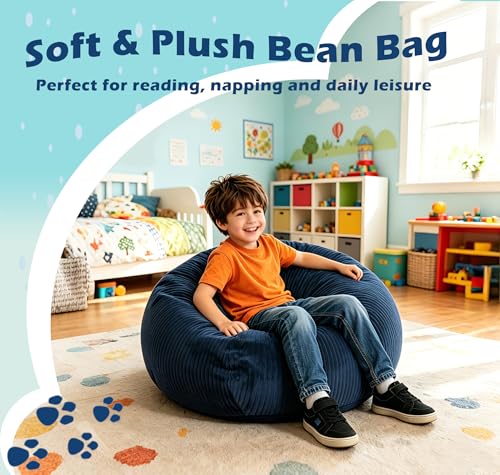 Soft Corduroy Kids Bean Bag Chair with Memory Foam Filling - 3ft Green