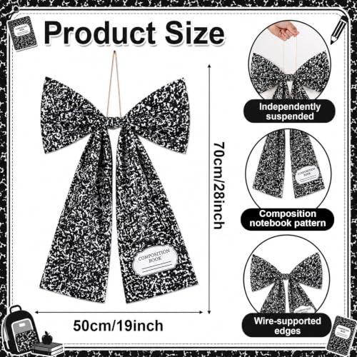 Large Back to School Composition Notebook Wreath Bow Door Hanger (28x19 In)