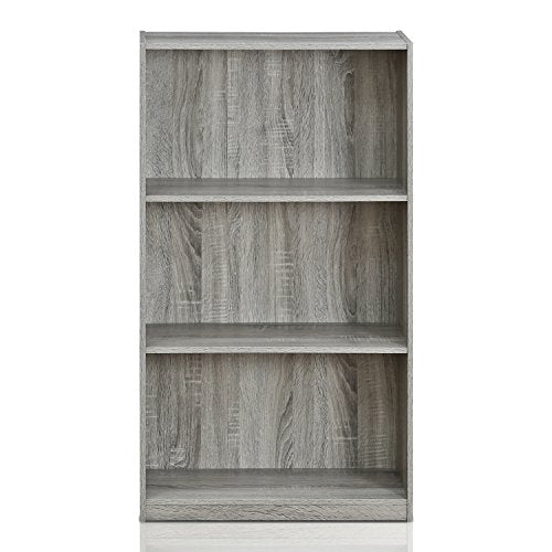 Furinno Basic 3-Tier Open Shelf Bookcase - French Oak, Space-Saving Storage