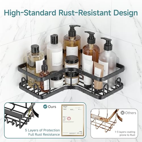 Veken Corner Shower Caddy 3-Pack, Rustproof Adhesive Shelves with Soap Holder