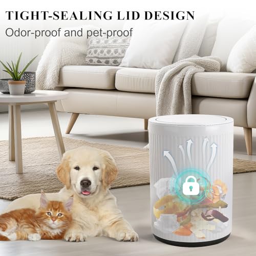 Small Bathroom Trash Can with Lid 2.1 Gallon Plastic Wastebasket