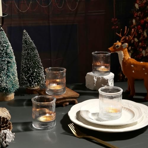 Uniteland 36 Pack Clear Votive Candle Holders for Fall & Christmas - Style 2