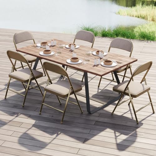 4-Pack Padded Folding Chairs, Fabric Upholstered Dining Chairs