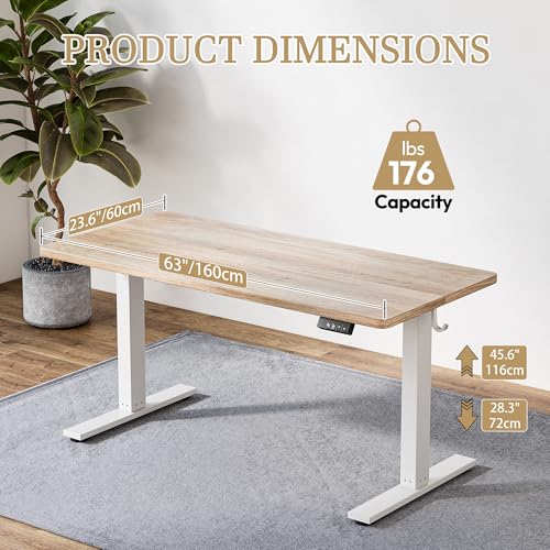 Electric Adjustable Sewing Table, 63" x 24" Standing Craft Desk with Memory
