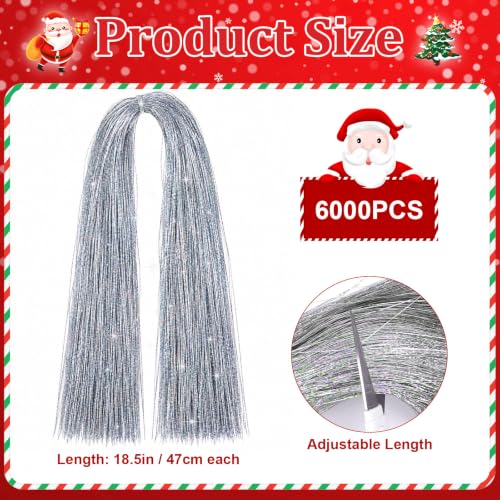 Okxiri 6000 Strands 18" Silver Tinsel Icicles for Christmas Tree (Variation: Silver)