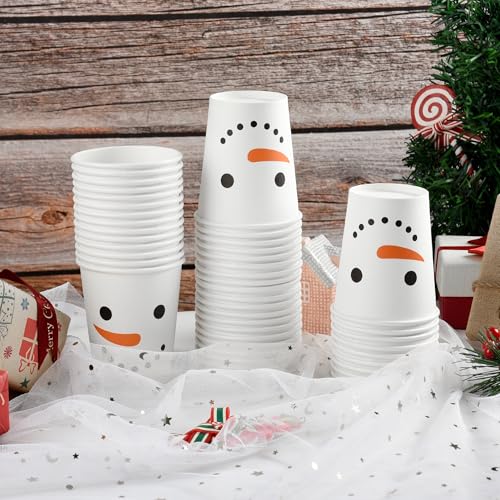 AimFun 100-Pack 9oz Snowman Christmas Cups Disposable Party Cups