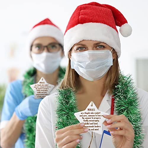 Cunhill 5 Pack Christmas Nurse Appreciation Ornaments - Ceramic Star Gift Set