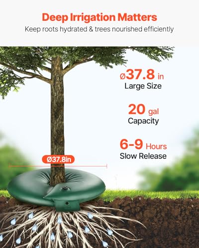 20 Gallon Slow Release Tree Watering Bags - 4 Pack Heavy Duty Drip Ring