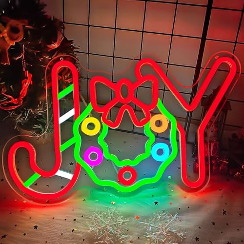 CinsYarn Joy Neon Sign Christmas LED Light Dimmable Wall Decor USB Powered