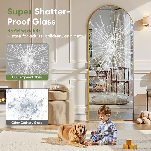 58"x20" Arched Full Length Mirror - Over-the-Door, Wall or Floor Standing