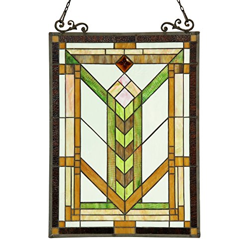 Handcrafted Stained Glass Window Panel 18x24 - Mission Style