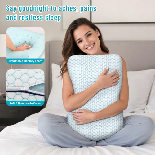 Memory Foam Bed Pillows for Sleeping - 2-Pack, Ergonomic & Machine Washable