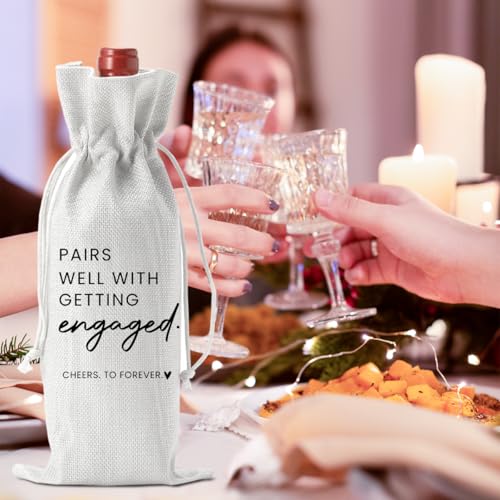 FBCCZEY Engaged Wine Bag White – Engaged Gifts, Party Decor for Couples