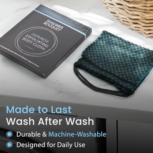 Charcoal Green Japanese Exfoliating Washcloth for Back & Body - Silver Ion Infused, 1 Count