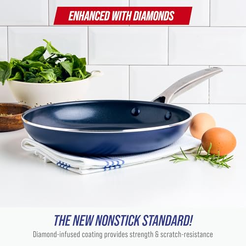 10-Inch Diamond-Infused Ceramic Nonstick Frying Pan Skillet, Blue