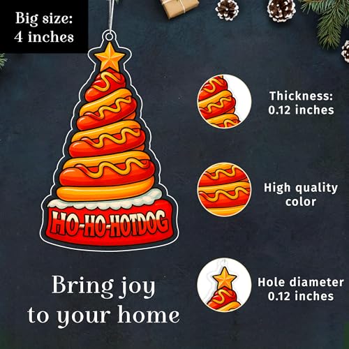 Hotdog 2 Side Printed Acrylic Ornament - Funny Christmas Food Decor, Foodie Gift