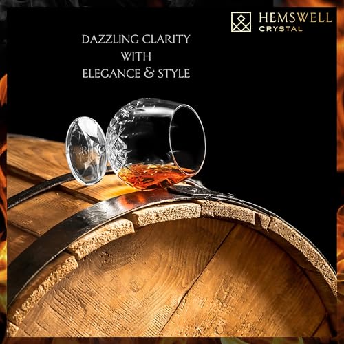 Hemswell Crystal Brandy Snifter - European Lead-Free Crystal Glass 8.5oz - Wicklow Cut Variation 1