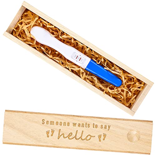 Wooden Pregnancy Announcement Box - Test Holder Keepsake with Slide Lid