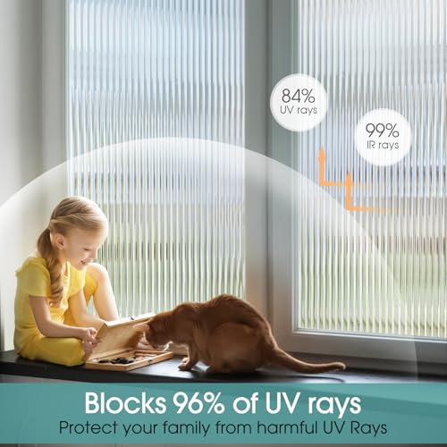 3D Fluted Glass Window Privacy Film | UV Blocking Adhesive, 17.5"x78.7"